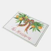 Waterverf Sinaasappels Plaid Bow Christmas Deurmat (Schuin)
