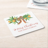 Waterverf Sinaasappels Plaid Bow Christmas Kartonnen Onderzetters (Schuin)