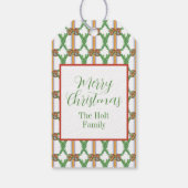 Waterverf Sinaasappels Plaid Bow Christmas Monogra Cadeaulabel (Achterkant)