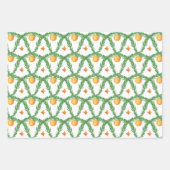 Waterverf Sinaasappels Plaid Bow Christmas Monogra Inpakpapier Vel (Voorkant 3)