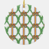 Waterverf Sinaasappels Plaid Bow Christmas Monogra Keramisch Ornament (Achterkant)