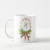 Waterverf Sinaasappels Plaid Bow Christmas Monogra Koffiemok (Links)