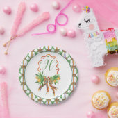 Waterverf Sinaasappels Plaid Bow Christmas Monogra Papieren Bordje (Feest)