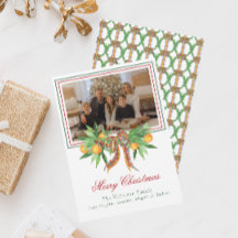 Waterverf Sinaasappels Plaid Bow Garland Foto