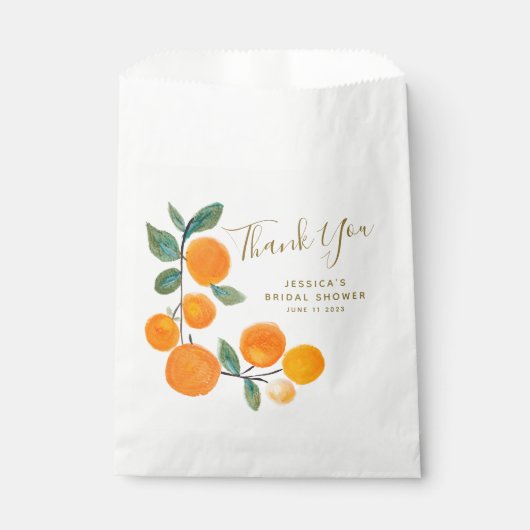 Waterverf Sinaasappels Rustic Dank u Vrijgezellenf Bedankzakje (Voorkant)