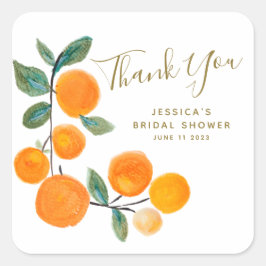 Waterverf Sinaasappels Rustic Dank u Vrijgezellenf Vierkante Sticker