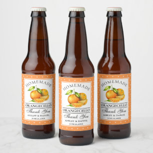 Waterverf Sinaasappels Stippen Orangecello bruilof Bier Etiket