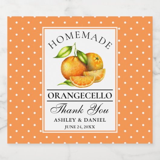 Waterverf Sinaasappels Stippen Orangecello bruilof Bier Etiket (Enkel label)