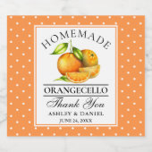 Waterverf Sinaasappels Stippen Orangecello Bruilof Likeurfles Etiket (Enkel label)