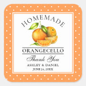 Waterverf Sinaasappels Stippen Orangecello bruilof Vierkante Sticker (Voorkant)