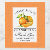 Waterverf Sinaasappels Stippen Orangecello bruilof Wijn Etiket (Enkel label)