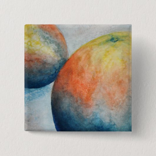waterverf sinaasappels vierkante button 5,1 cm (Voorkant)