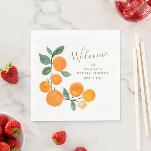 Waterverf Sinaasappels Vruchten Rustisch Vrijgezel Servet (Insitu)