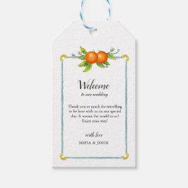 Waterverf  Sinaasappels Weddenschappen Welkomstlab Cadeaulabel