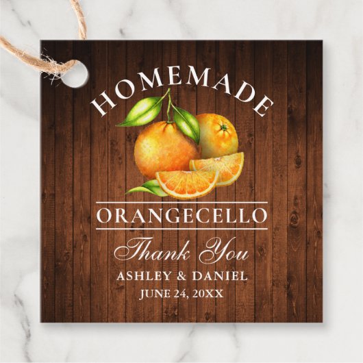 Waterverf Sinaasappels Wood Orangecello Wedding Bedankjes Labels (Voorkant)