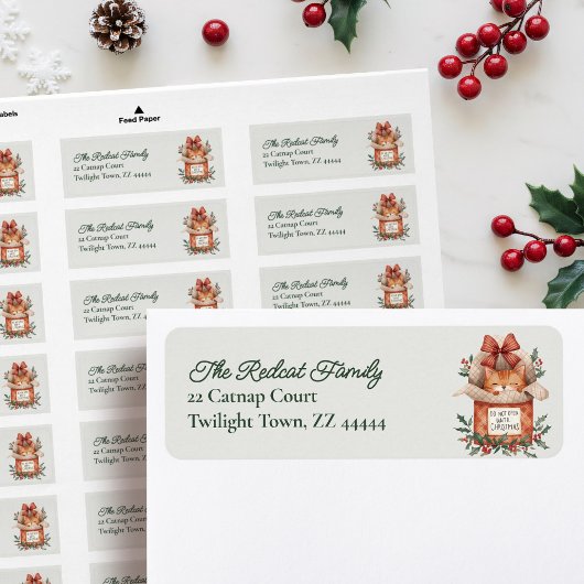 Waterverf Sinaaspoes Kerst Retouradres Etiket