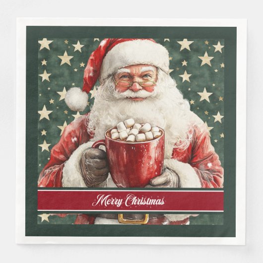 Waterverf Sinterklaas Aangepaste tekst servetten (Voorkant)