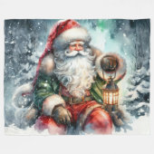 Waterverf Sinterklaas Kerstmis Sneeuwbos Fleece Deken (Voorkant (Horizontaal))