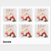 Waterverf Sinterklaas met Geloof Kalligrafie Vierkante Sticker (Vel)
