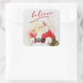 Waterverf Sinterklaas met Geloof Kalligrafie Vierkante Sticker (Tas)