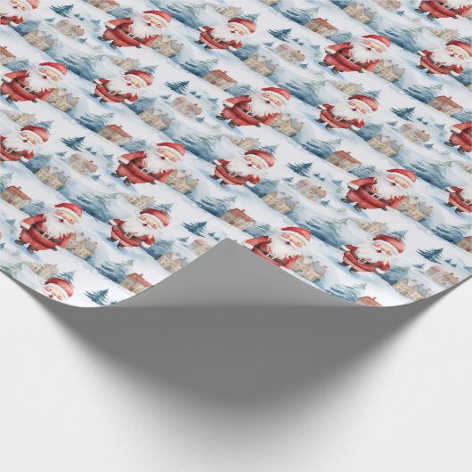 Waterverf Sinterklaas met kerstcadeaus Cadeaupapier (Hoek)