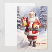 Waterverf Sinterklaas met kerstcadeaus Feestdagenkaart (Voorkant / Achterkant)
