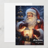 Waterverf Sinterklaas met kerstlantaarn Feestdagenkaart (Voorkant / Achterkant)
