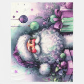 Waterverf Sinterklaas Paarse Groene Cadeaus Fleece Deken (Voorkant)