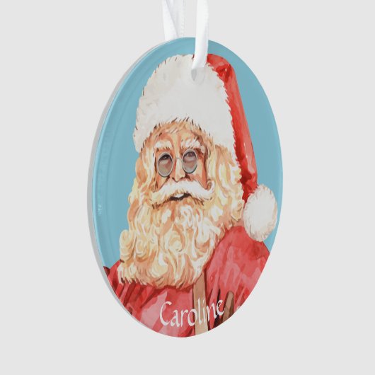 Waterverf Sinterklaas Snowflake krans Ornament (voorkant)