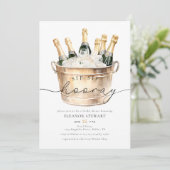 Waterverf SIP Hooray Champagne Vrijgezellenfeest Kaart (Staand voorkant)