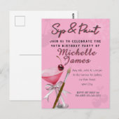 Waterverf Sip & Paint Art Verjaardag Briefkaart (Voorkant / Achterkant)