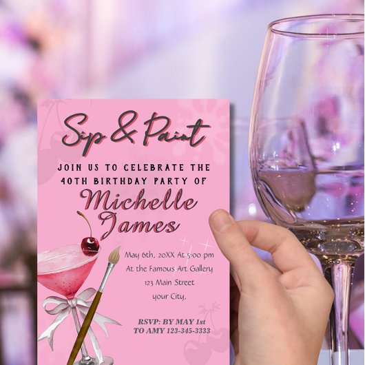 Waterverf Sip & Paint Art Verjaardag Kaart