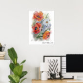 Waterverf sjaaldpoppen poster (Thuiskantoor)