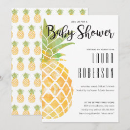Waterverf Sjabloon Ananas Baby Shower Kaart