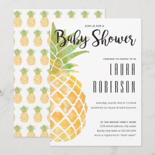 Waterverf Sjabloon Ananas Baby Shower Kaart