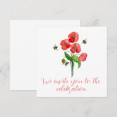 Waterverf sjalot papavers en schattige hommels kaart (Voorkant / Achterkant)