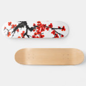 Waterverf skateboard met oranje bloesem (Horizontaal)