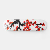 Waterverf skateboard met oranje bloesem (Horizontaal)