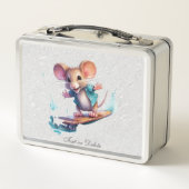 Waterverf Skateboard Mouse Metalen Lunchbox (Achterkant)