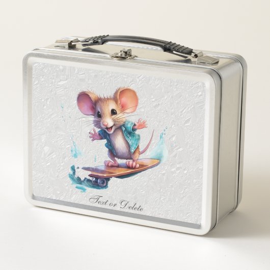 Waterverf Skateboard Mouse Metalen Lunchbox (Voorkant)