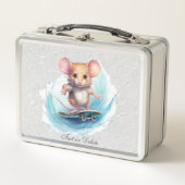 Waterverf Skateboard Mouse Metalen Lunchbox (Voorkant)