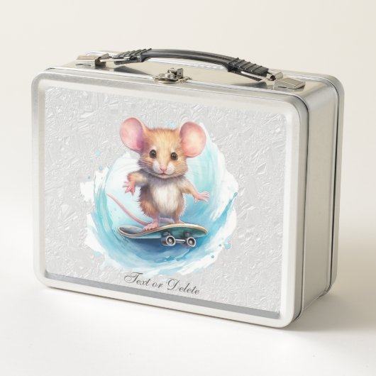Waterverf Skateboard Mouse Metalen Lunchbox (Voorkant)