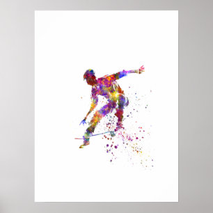 waterverf skater poster