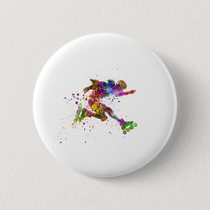 waterverf skater ronde button 5,7 cm