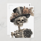 Waterverf skelet in een Fancy Pet met bloemen Briefkaart (Voorkant / Achterkant)