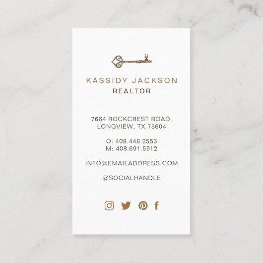  Waterverf Skelet Key Real Estate White Visitekaartje (Achterkant)