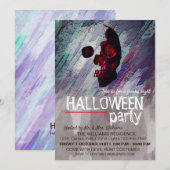 Waterverf Skeleton Blue Painted Halloween Art Kaart (Voorkant / Achterkant)