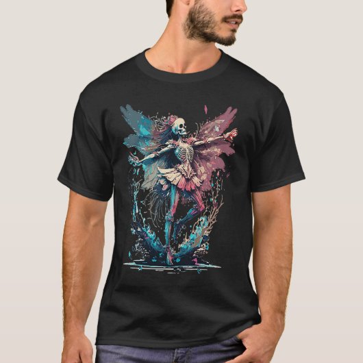 Waterverf Skeleton Fairy Gothic Fairycore Grunge T-shirt (Voorkant)