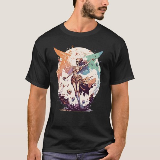 Waterverf Skeleton Fairy Gothic Fairycore Grunge T-shirt (Voorkant)