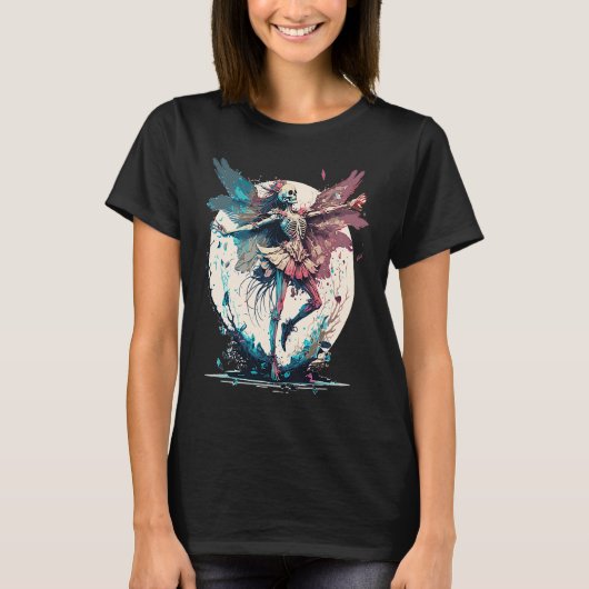 Waterverf Skeleton Fairy Gothic Fairycore Grunge T-shirt (Voorkant)